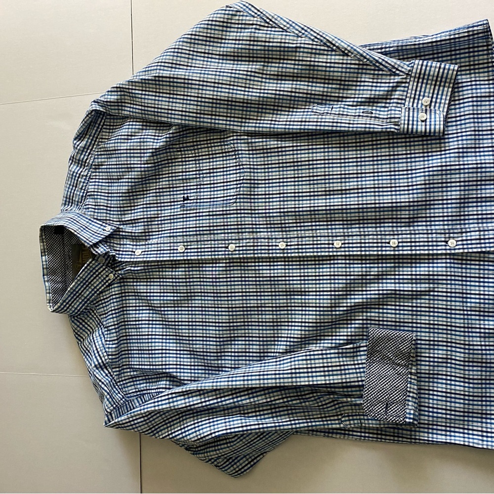 Panhandle Classic Blue Western Checkered Men's‎ Shirt Size Large